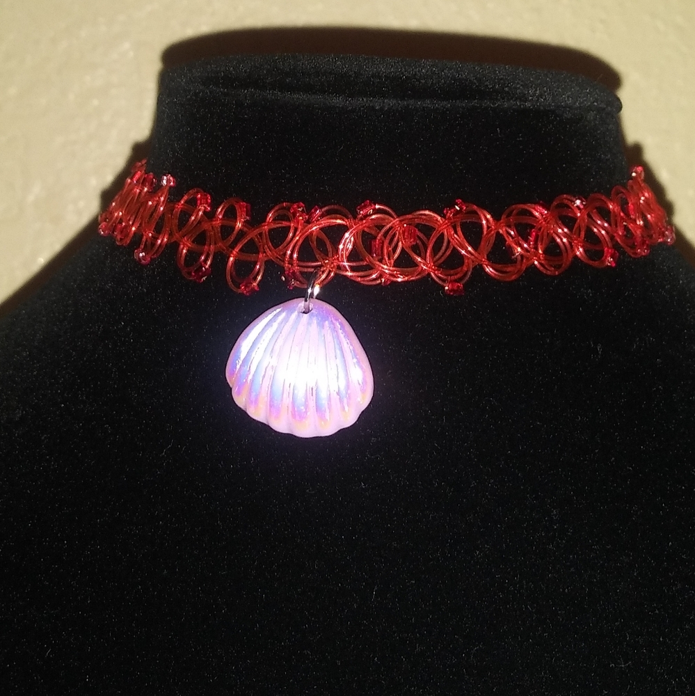 Sea shell charm choker necklace, tattoo choker